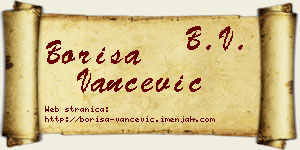 Boriša Vančević vizit kartica